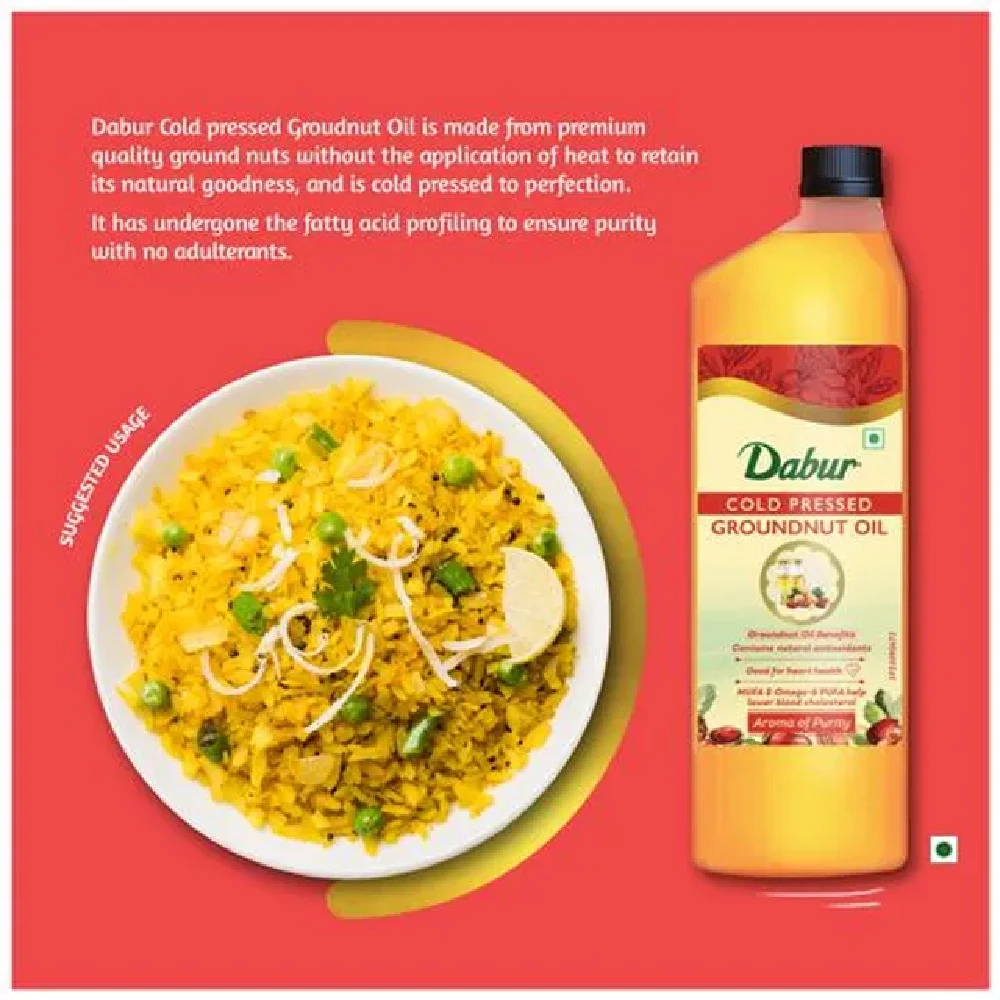 Dabur Cold Pressed Groundnut Cooking Oil, 1 L Bottle-5.webp